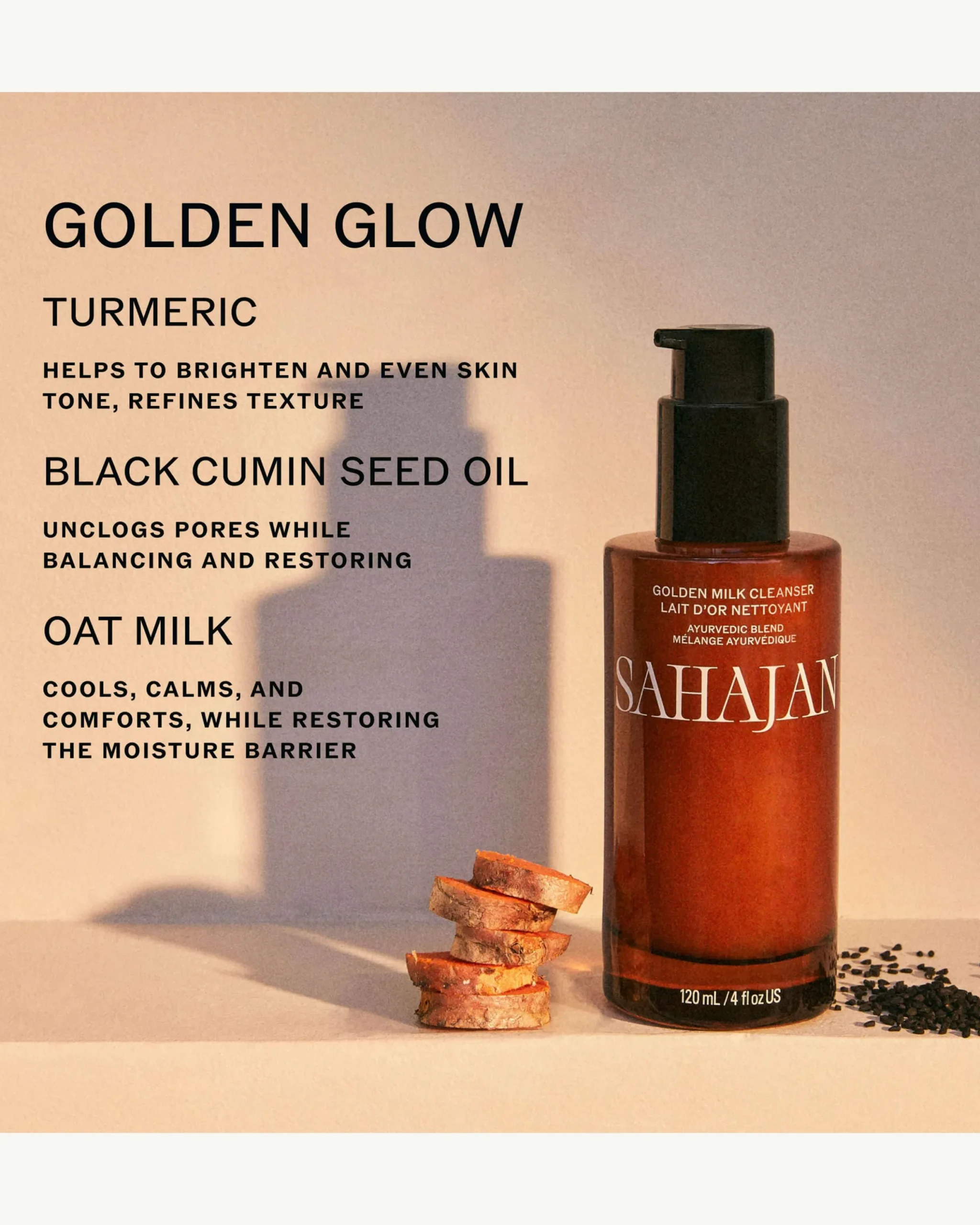 Golden Milk Cleanser with Turmeric , Vitamin C + Black Cumin Seed Oil